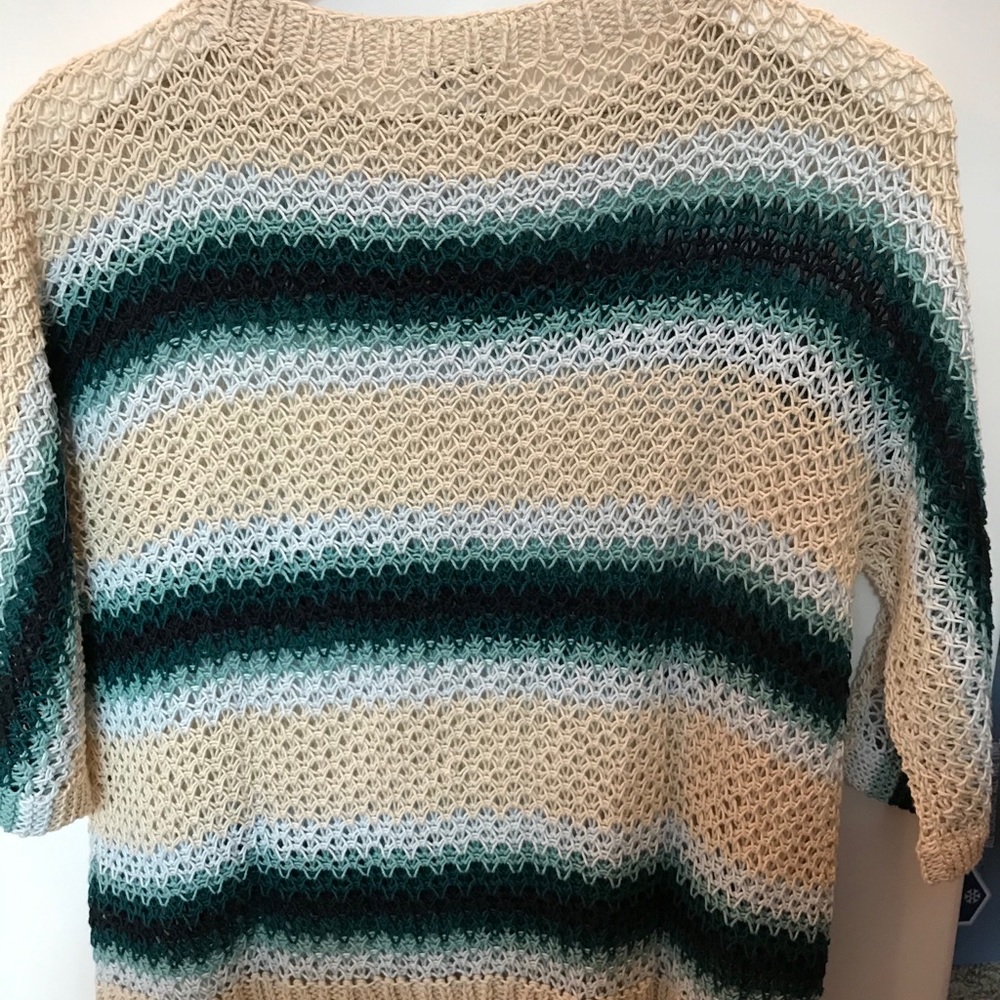 NWT J. Jill Striped Quarter Sleeve Sweater - Picture 2 of 5